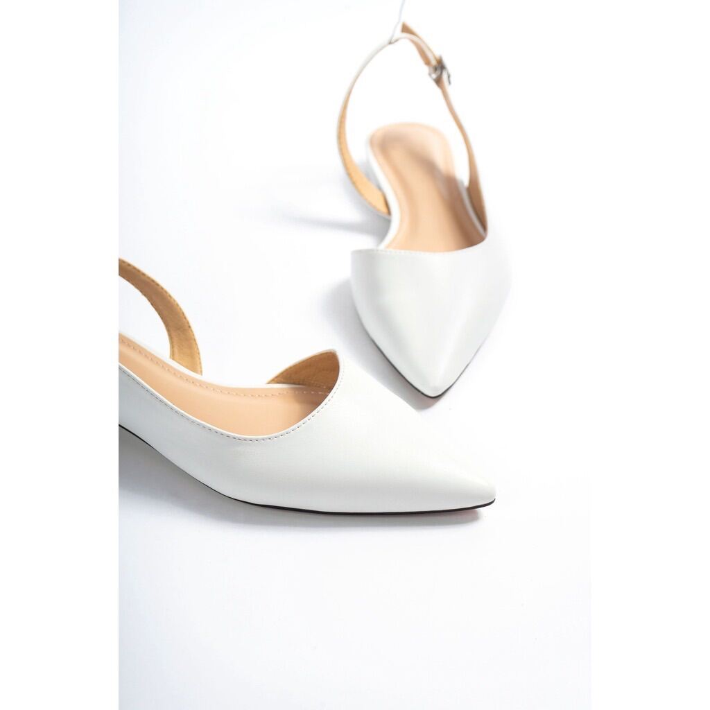 Giày bệt nữ slingback 2 phân mũi nhọn đế vuông hở eo kiểu dáng hiện đại _A331kheo