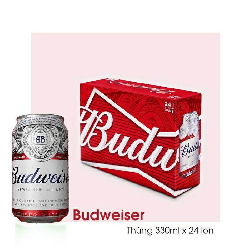 Bia Budweiser lon 330ml. Date 11/2021