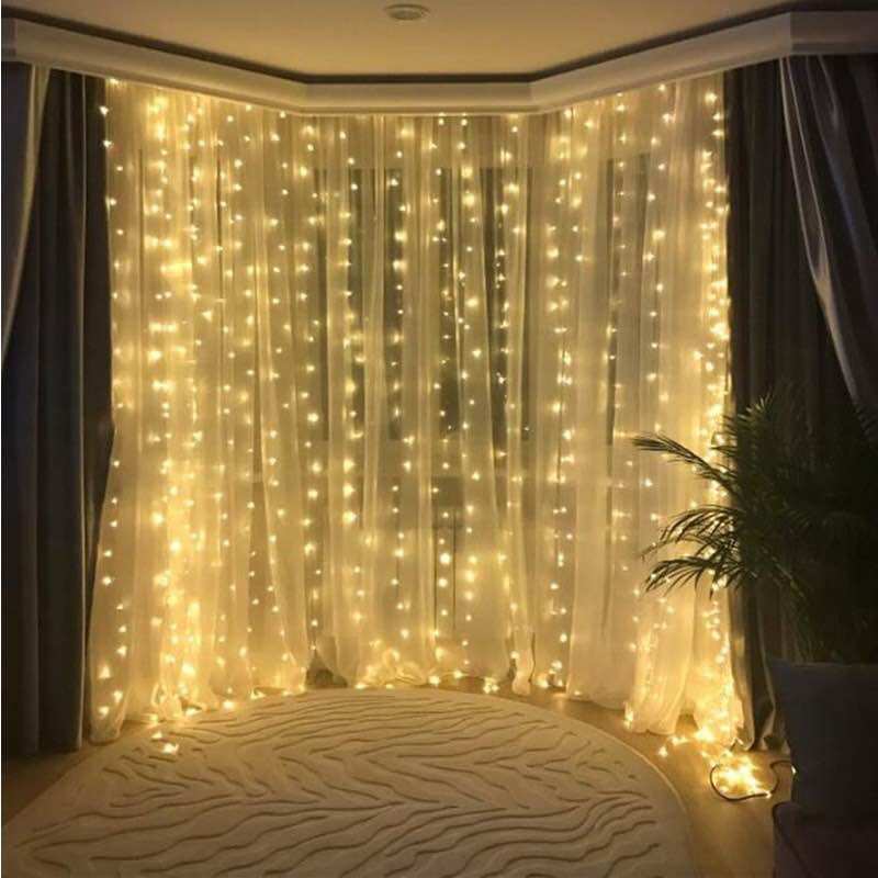 Bộ đèn led thả rèm hiệu ứng mưa rơi đèn nháy thả mành đèn led trang trí trong nhà ngoài trời có chỉnh chớp nháy