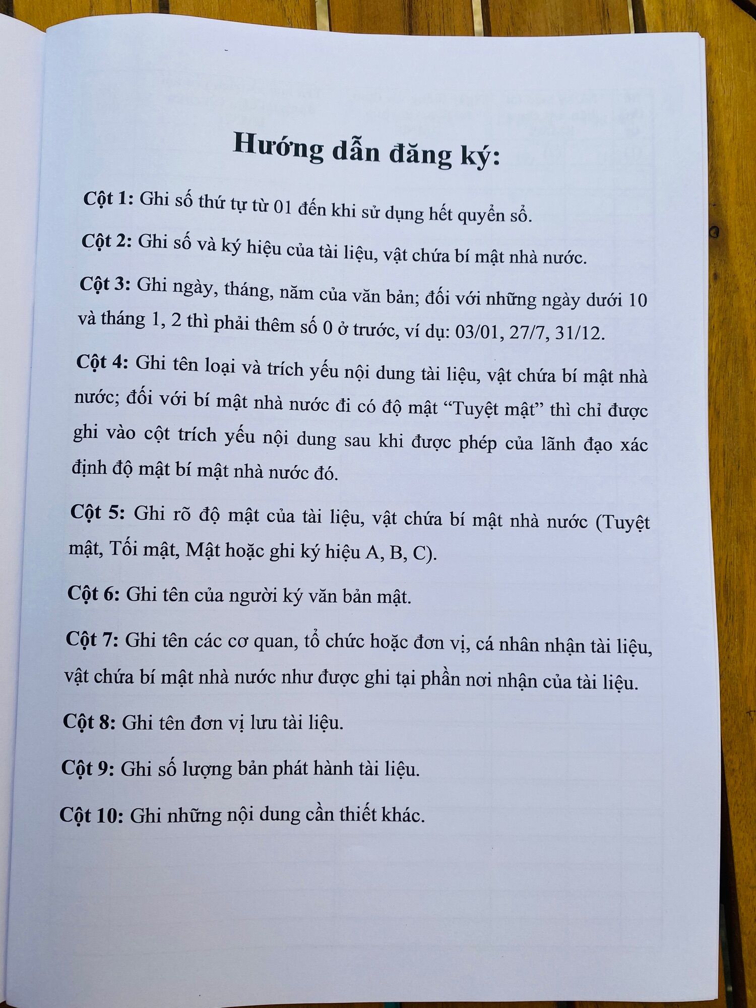 SỔ ĐĂNG KÝ VĂN BẢN MẬT ĐI