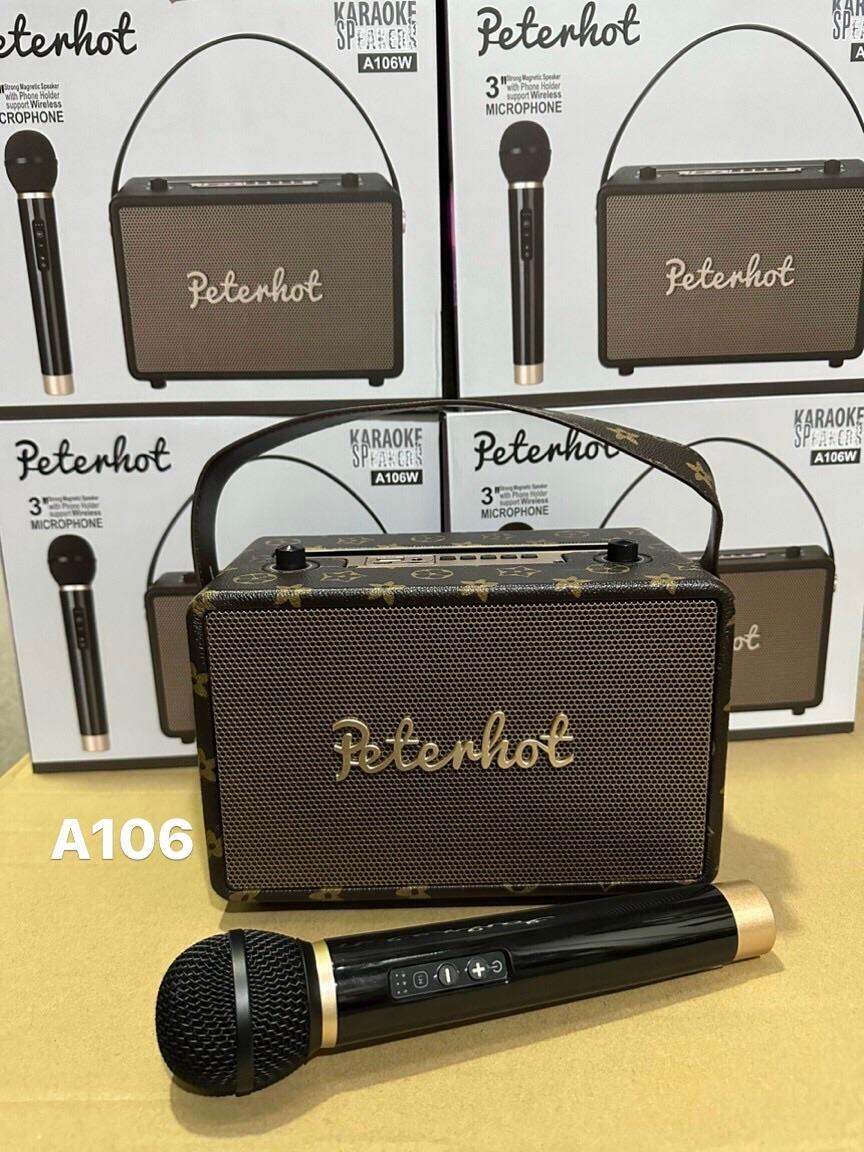 Loa BLuetooth PETERHOT A106W kèm 1 micro karaoke ko dây