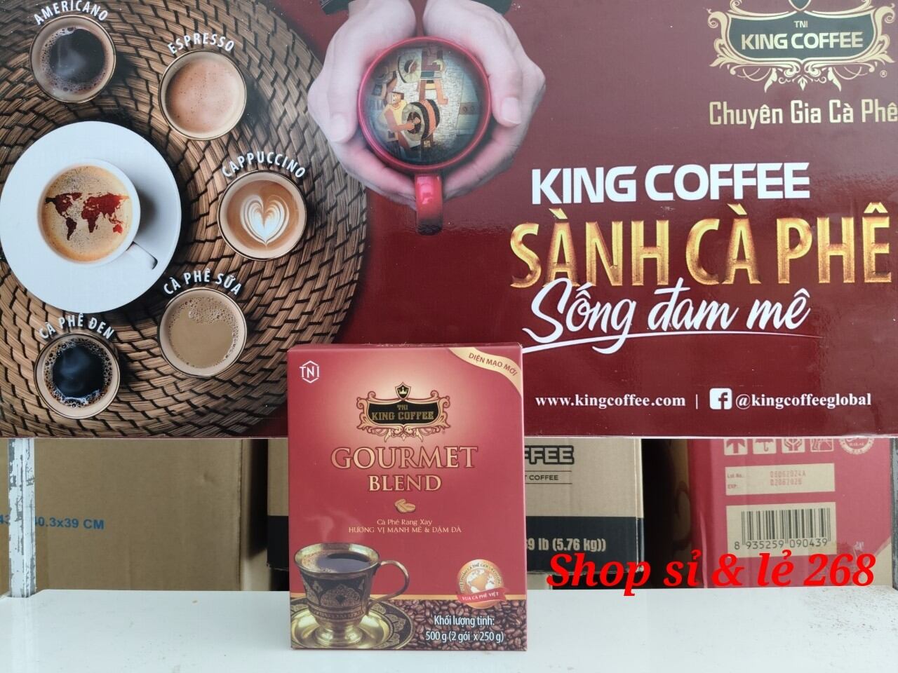 Cà phê rang xay gourmet blend king coffee - hộp 500g - pha phin