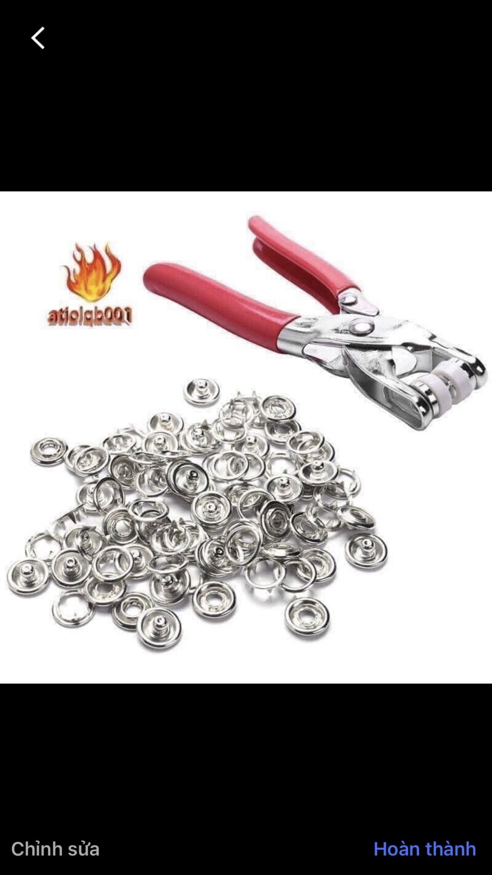 Bộ kìm bấm khuy kèm 100 nút bấm