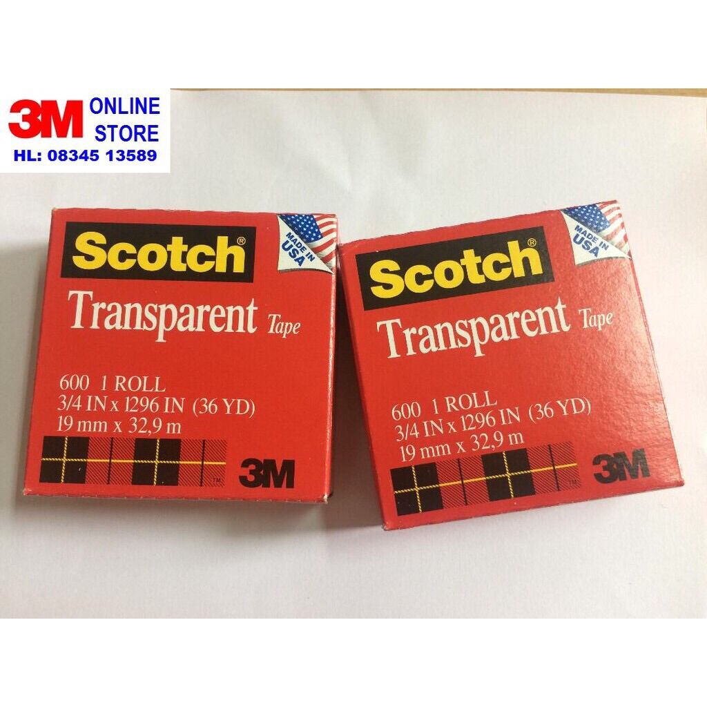 BĂNG KEO 3M SCOTCH 600 THỬ MỰC, THỬ SƠN khổ 19mm x 32,9m