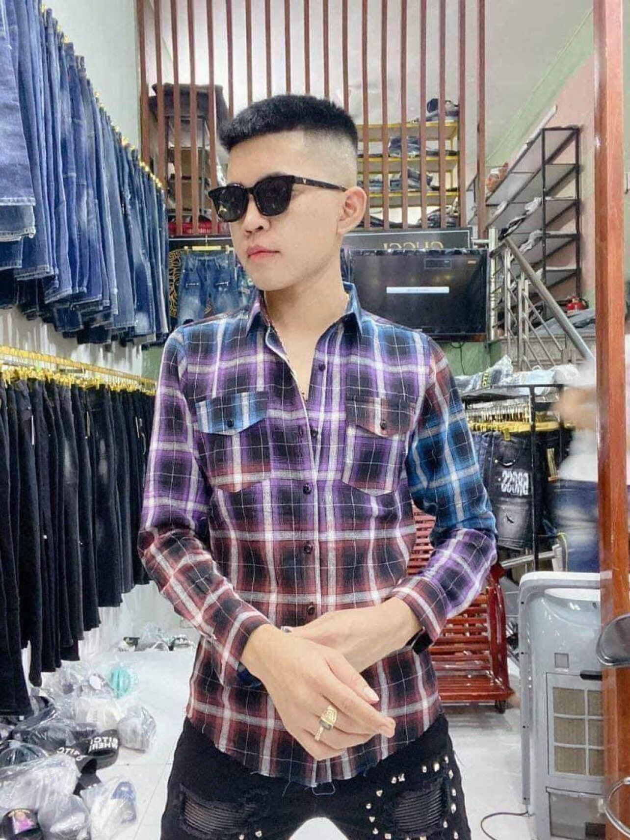 Áo Sơ Mi Kẻ Loang 7 Màu Hàng Siêu Cấp