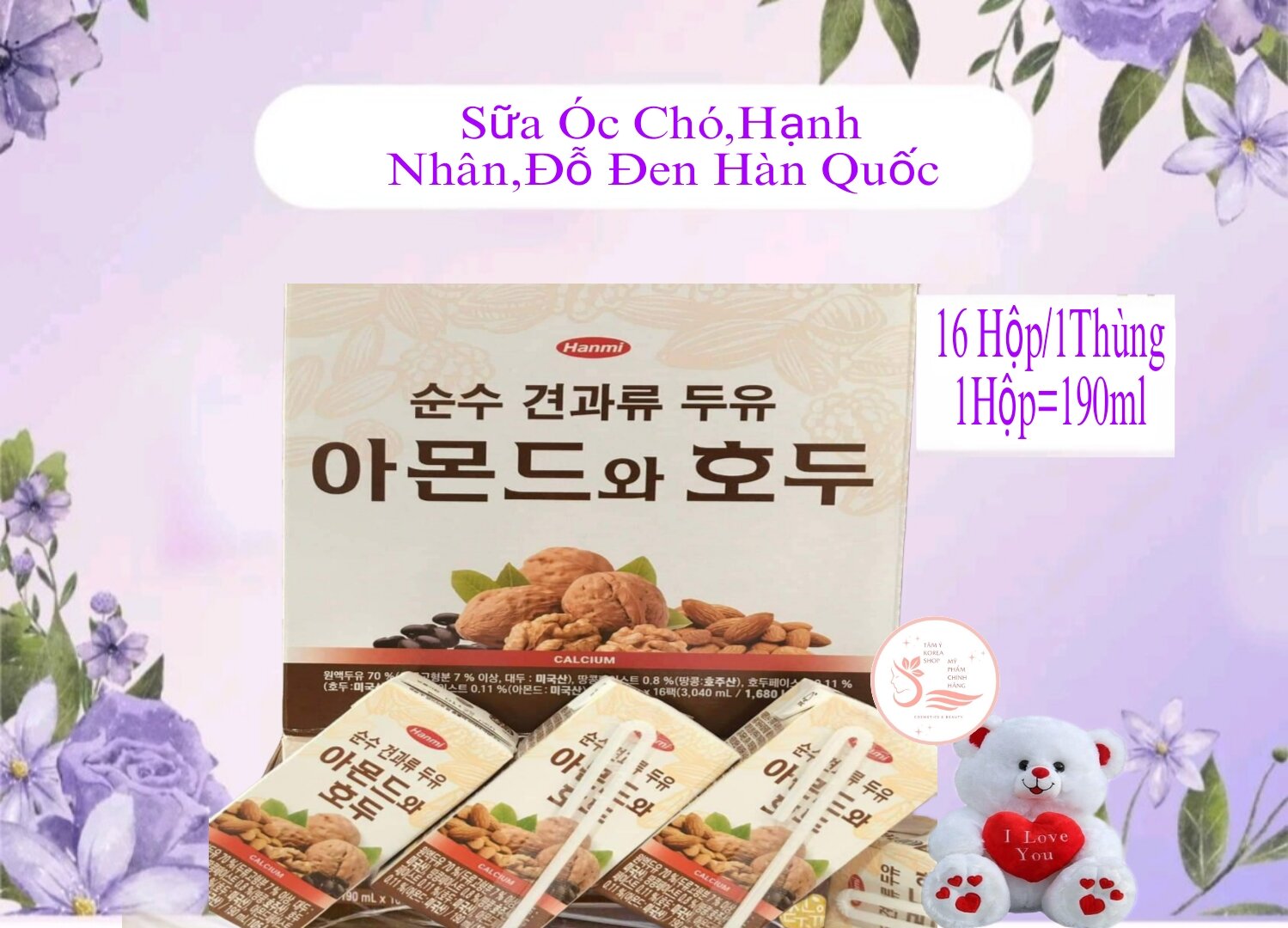 Sữa óc chó hạnh nhân đỗ đen bổ sung canxi hanmi_hàn quốc