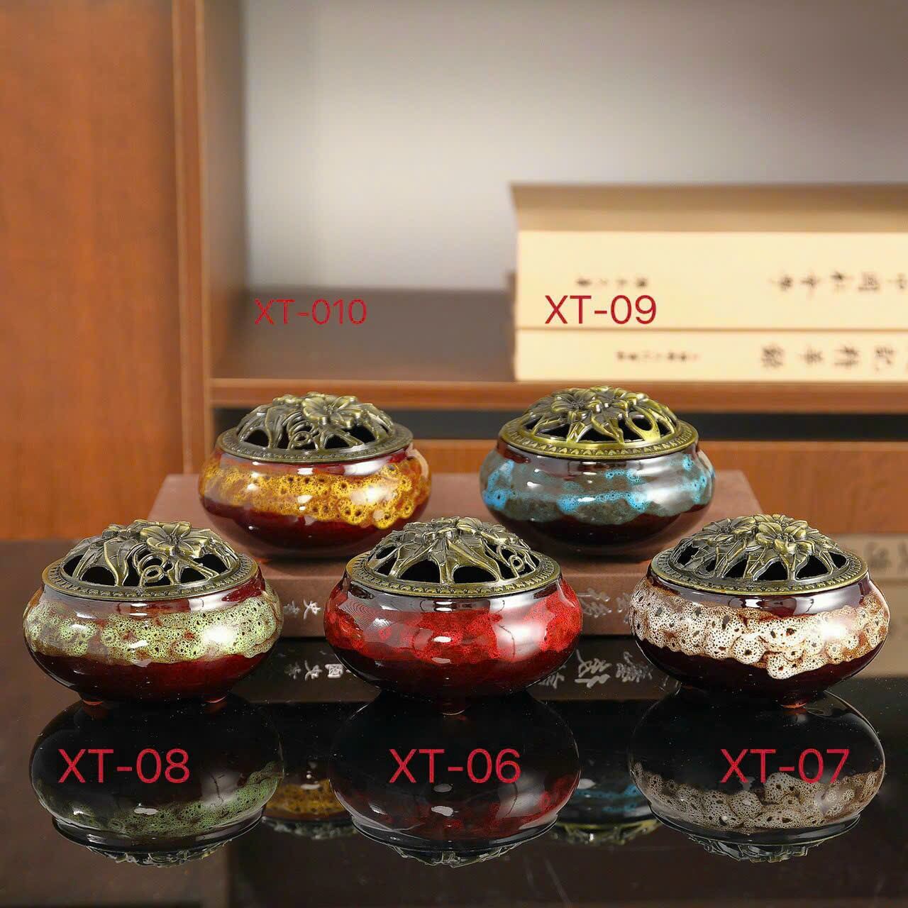 Hũ đốt trầm/Lư xông trầm hương men rạn cao cấp
