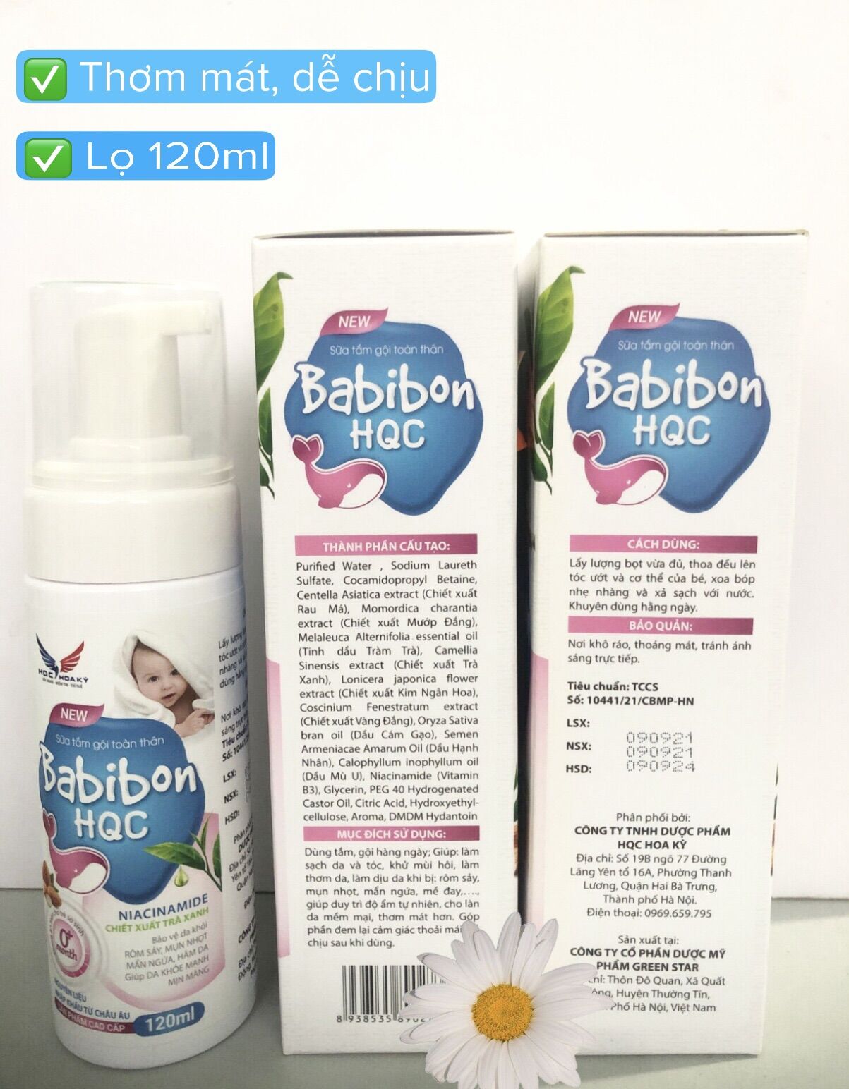 Sữa tắm gội Babibon HQC chai 120ml