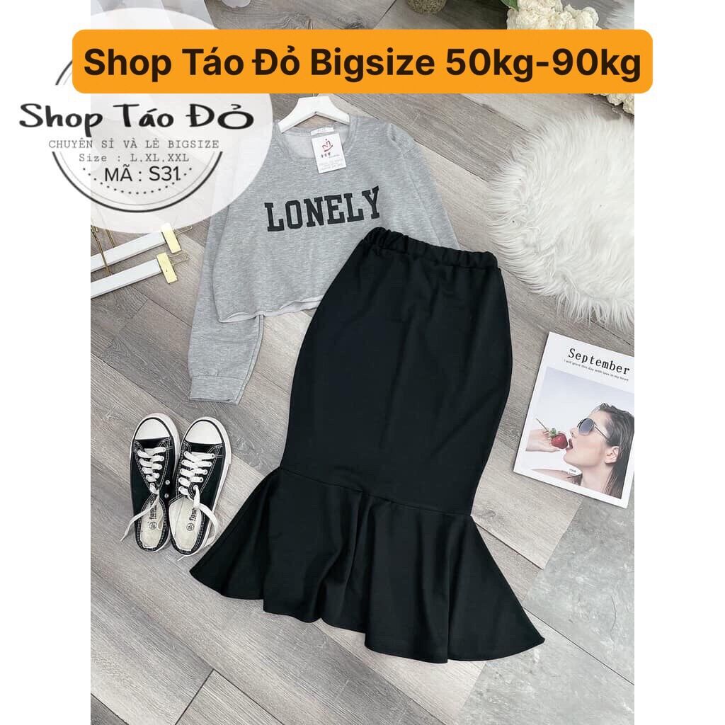 Set áo croptop Lonely mix chân váy đui cá dài