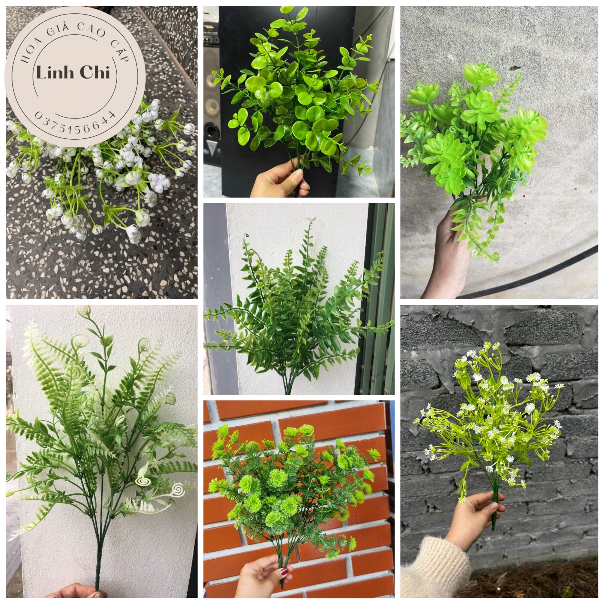 Cụm lá điểm, cỏ điểm trang trí _Hoa giả