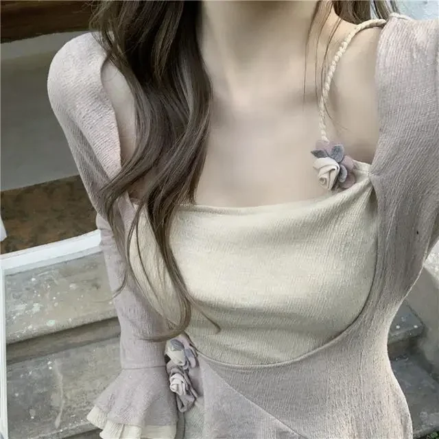 Đầm Dài Trễ Bên Vai Nữ Tính Phong Cách Tiểu Thư