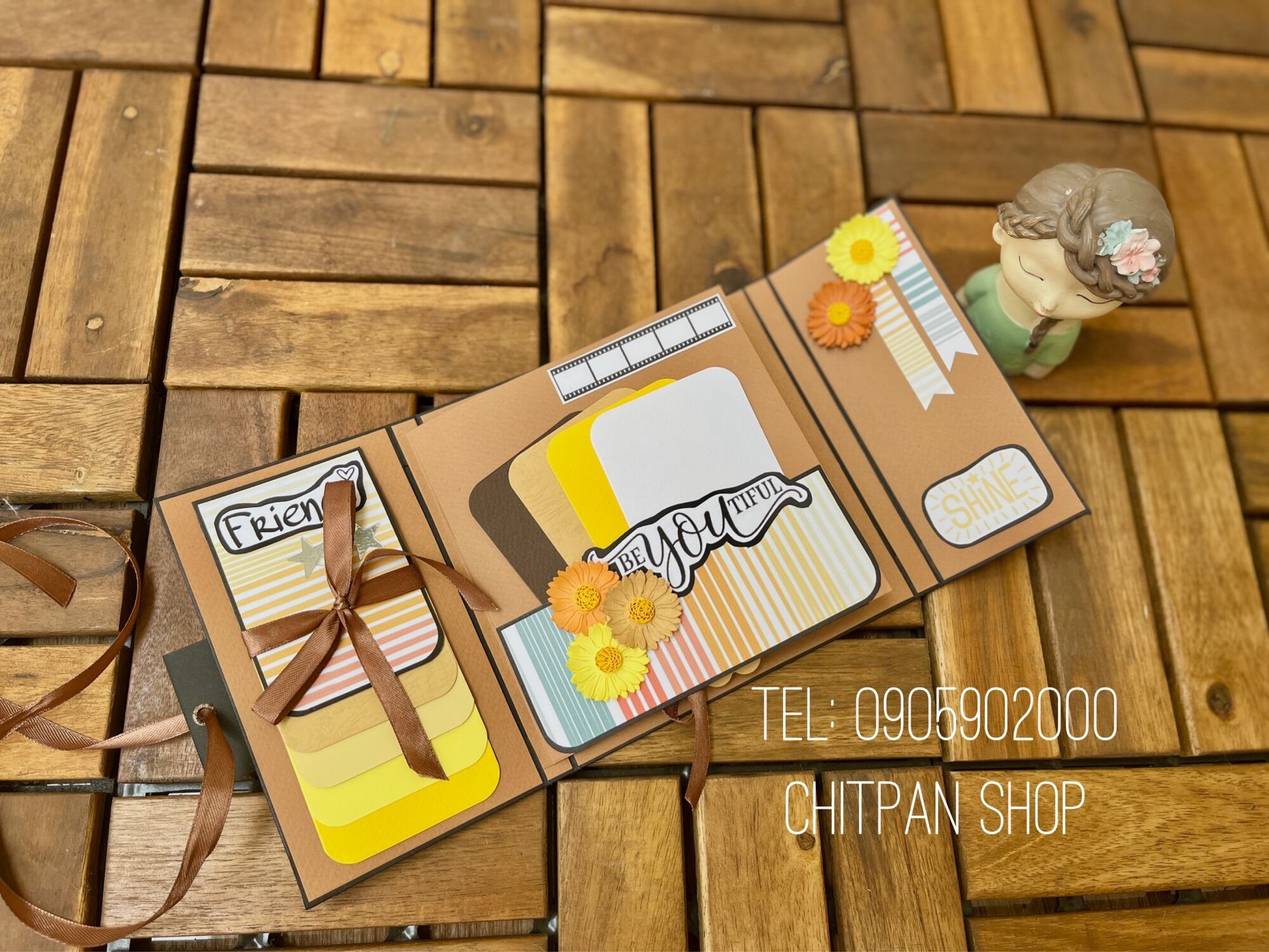 Scrapbook - album dán ảnh handmade- 15x15cm- dán 15 ảnh 6x9cm