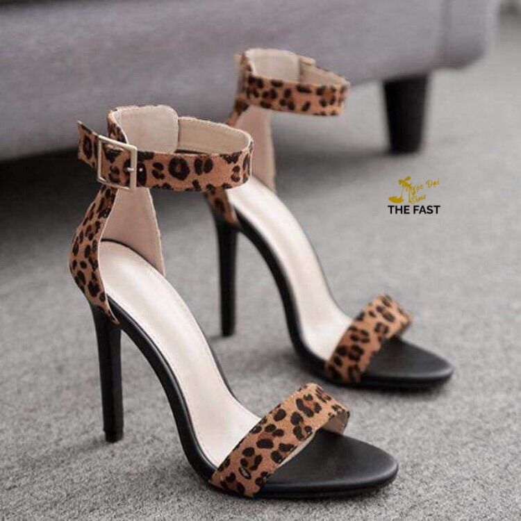 Giày sandal gót nhọn họa tiết da báo NĐ154