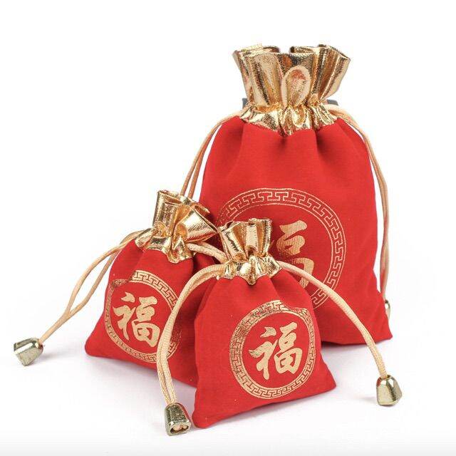 Túi gấm đỏ may mắn size 6x8cm