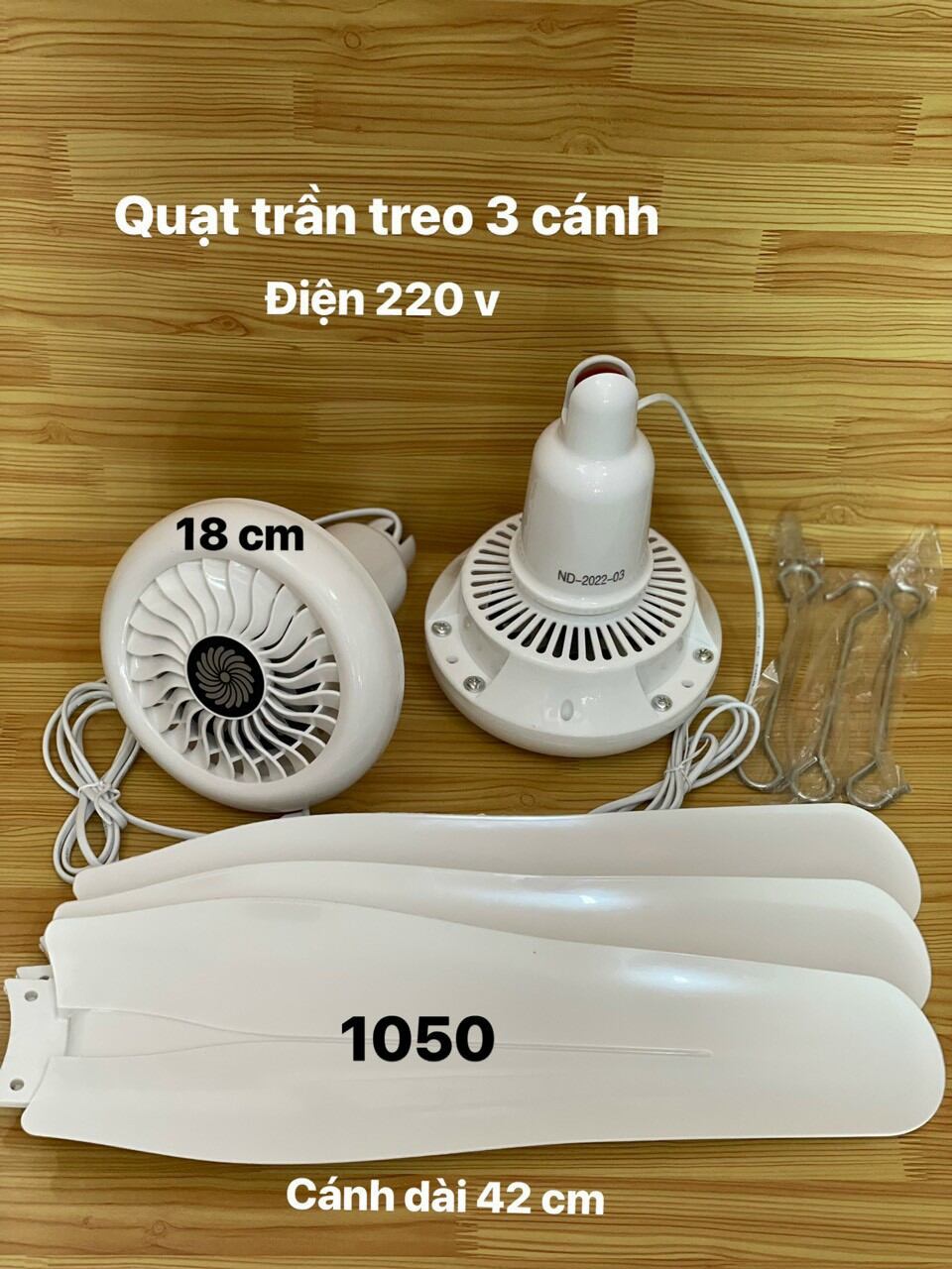 Quạt trần mini đại 3 cánh - 1 cánh dài 45cm