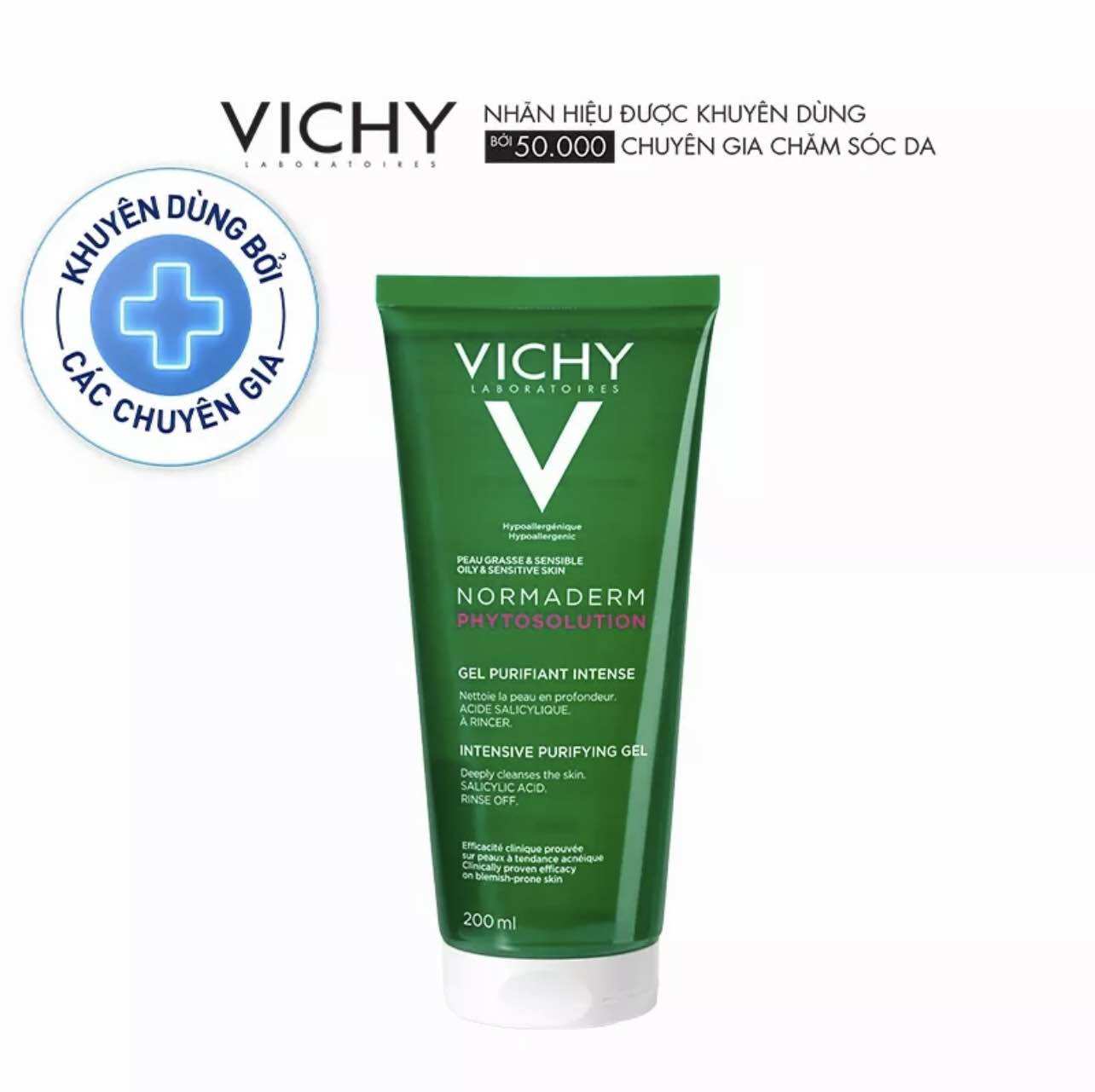 Sữa rửa mặt dạng gel làm sạch sâu giảm bã nhờn Vichy Normaderm Phytosolution 200ml