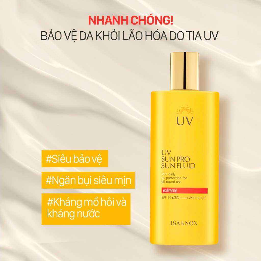 Kem Chống Nắng Chống Lão Hóa ISA Knox Uvsun Pro 365 Extreme Sun Fluid SPF50+/PA++++ 70ML. Kháng Nước Bảo Vệ Da Toàn Diện