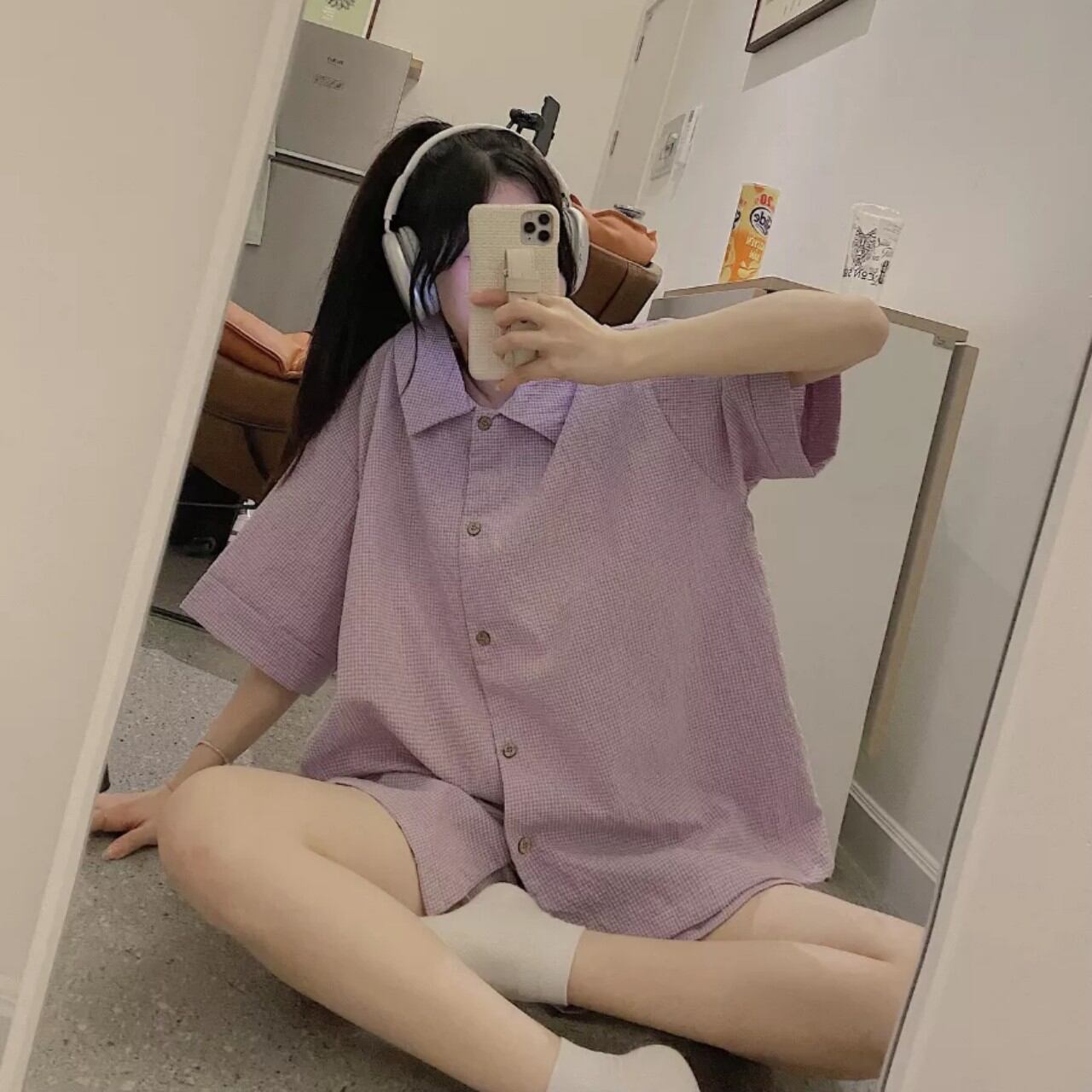 Sét bộ đùi Pyjama kẻ xốp .