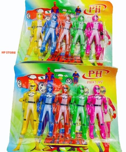 Vỉ bộ 5 anh em siêu nhân gao mini đồ chơi bé trai