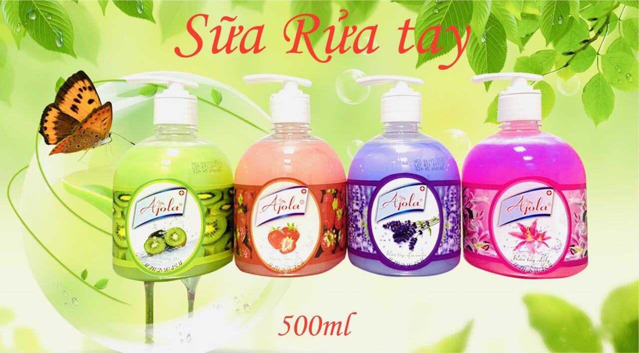 nước rửa tay Ajola 500ml có vòi hương thêm dịu nhẹ không kích ứng da tay
