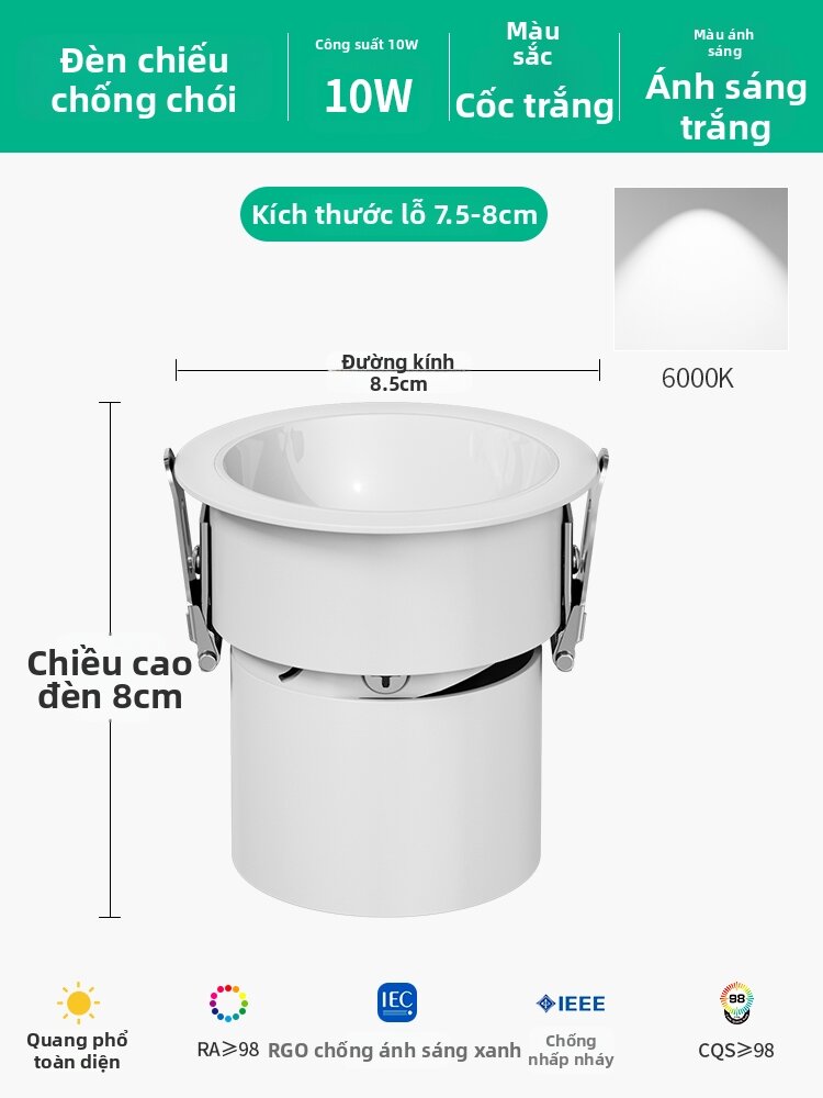 TONGZHIGUANG | Đèn LED Âm Trần Chống Lóa Tạo Ánh Sáng Tường Mỏng