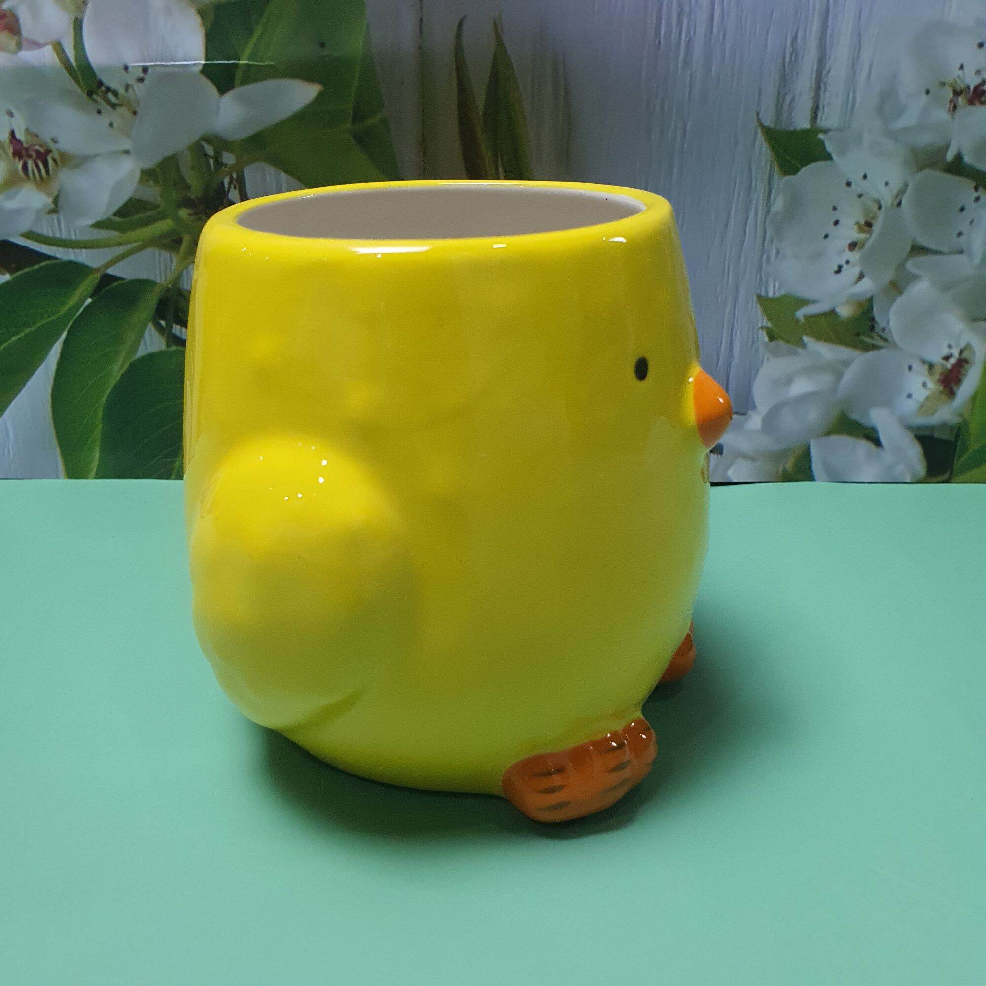 Ly gốm sứ Williams Sonoma 4" Figural Baby Chick Easter Mug Cup Yellow 16 oz.