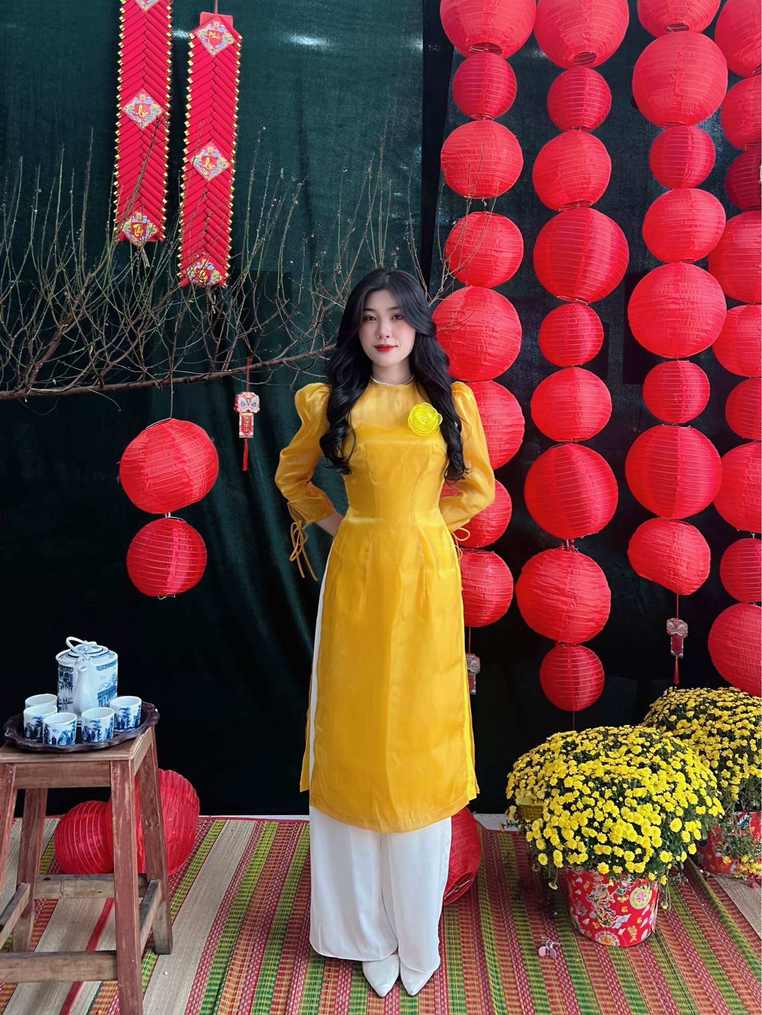 LALLA - Áo dài Diên Hy tay lỡ cổ tròn nữ( không kèm quần)