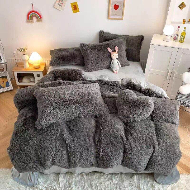 Bộ Chăn Ga Gối Nỉ Lông (Tặng Kèm Gối Tim)
