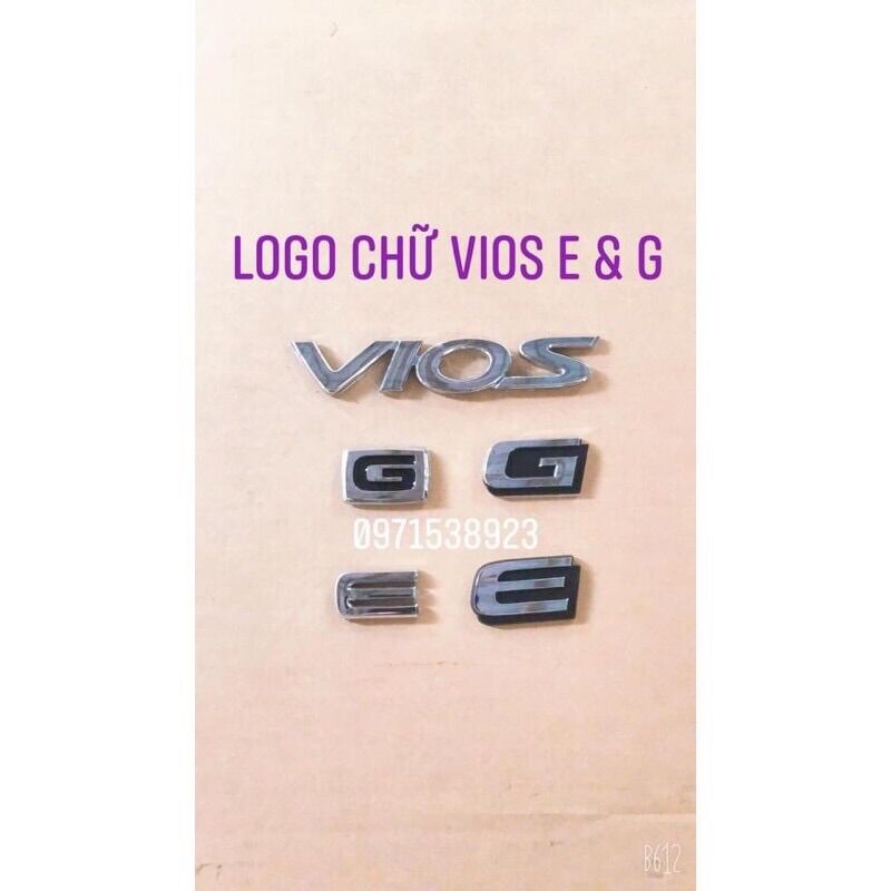 chữ nổi VIOS E G dán đuôi xe