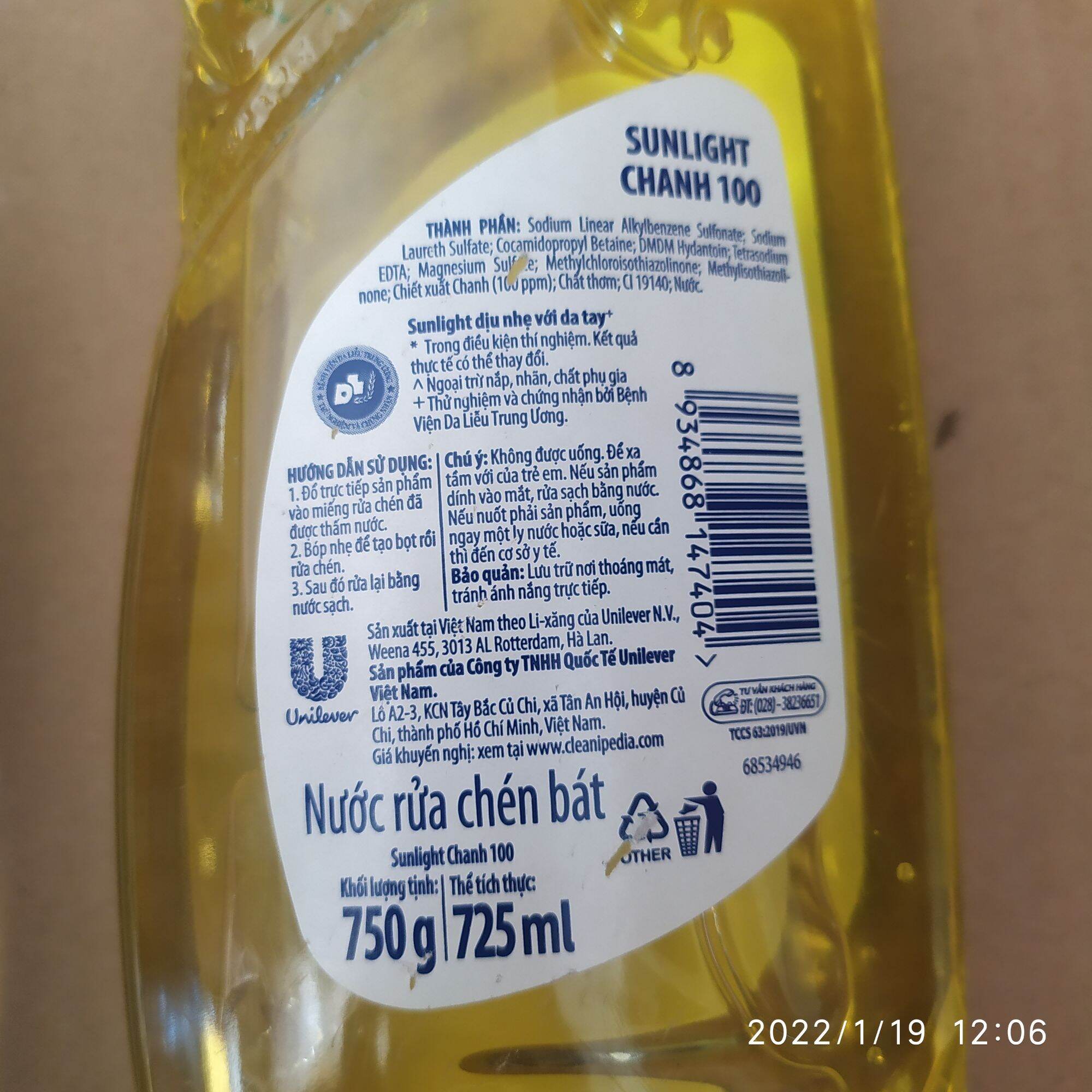 NƯỚC RỬA CHÉN SUNLIGHT 750gam