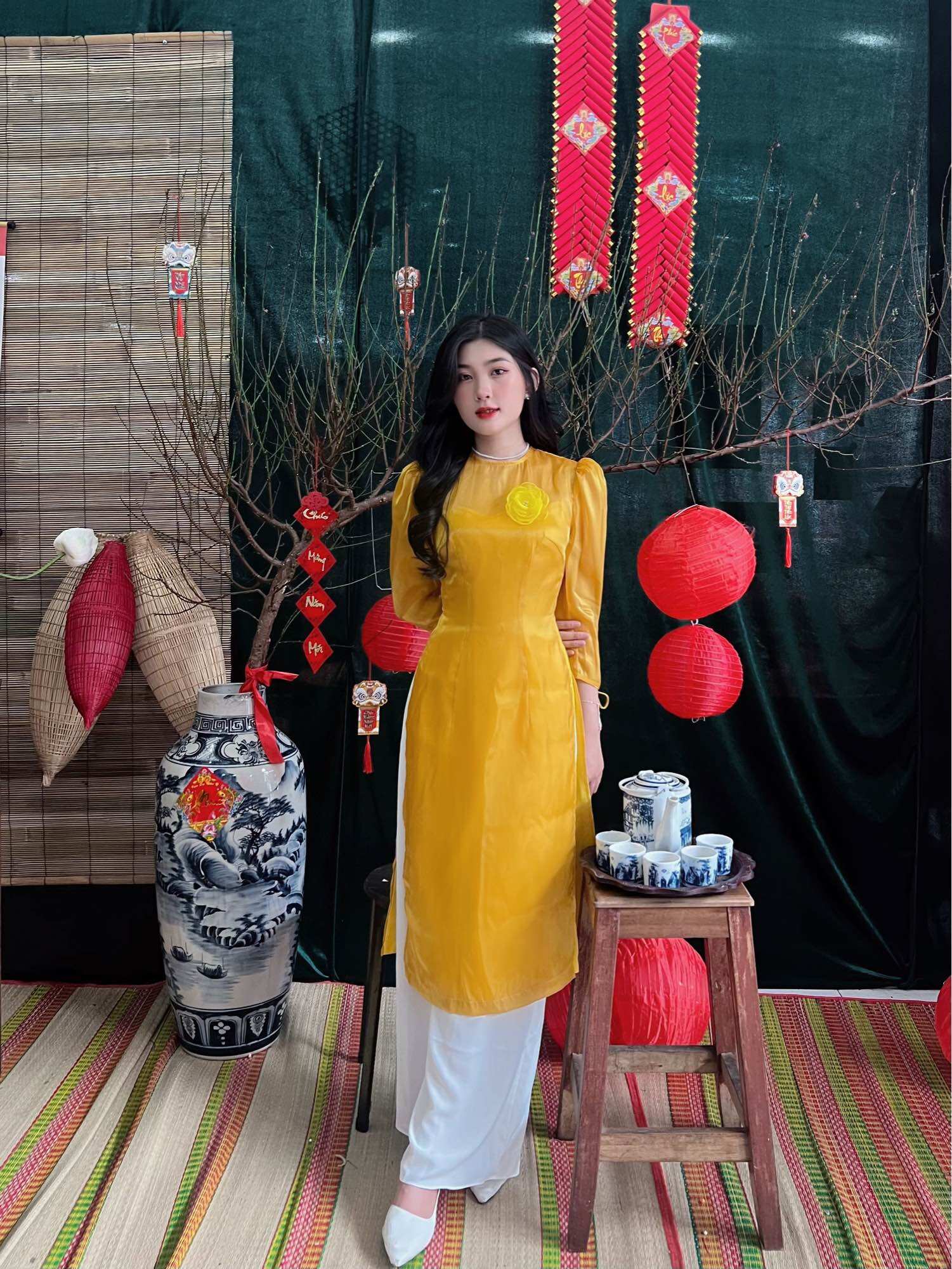 LALLA - Áo dài Diên Hy tay lỡ cổ tròn nữ( không kèm quần)