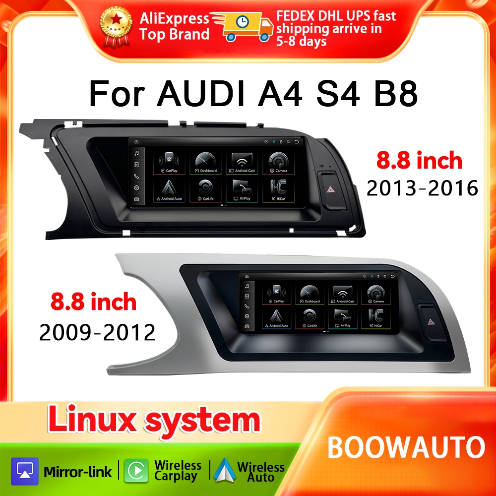new Linux System 8.8inch For Audi A4 S5 B8 Wireless Carplay Android Auto Car Radio Multimedia Video Bluetooth Player Stereo Giá 9,009,932 Đồng*Miễn phí vận chuyển