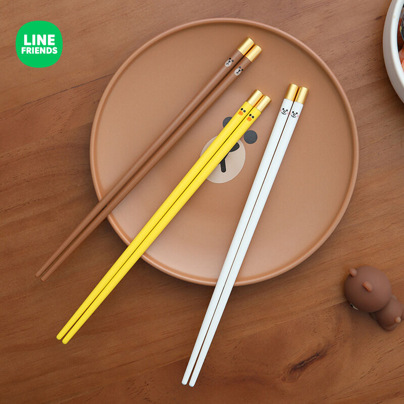 Bộ đũa người một đũa hợp kim gia dụng đũa gốm sứ hoạt hình line friends bộ đồ ăn đáng yêu chống trượt chống mốc