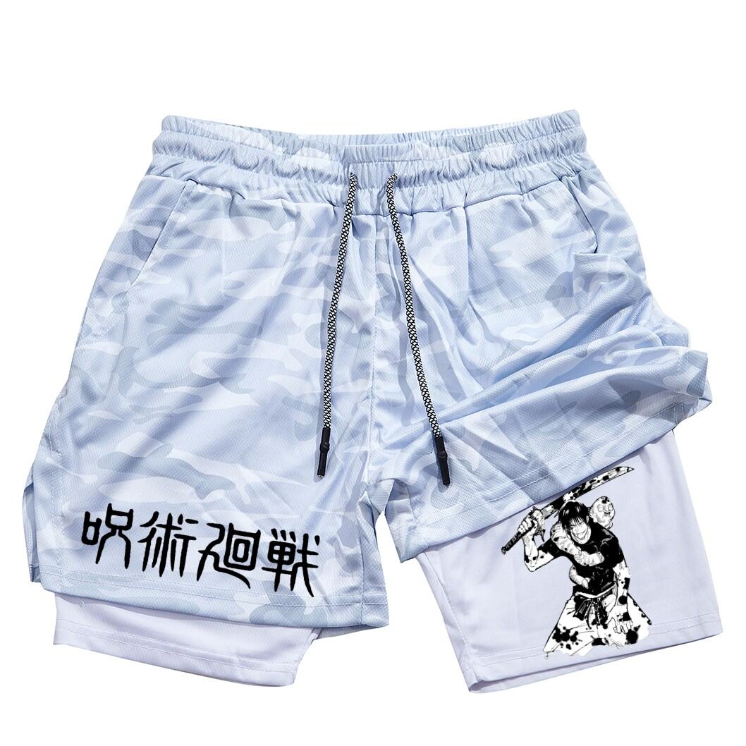 Nam Anime Hiệu Suất Quần Short Tập Gym Thể Thao Thông Thường Lưới 2 Trong 1 Tập Luyện Chạy Quần Toji