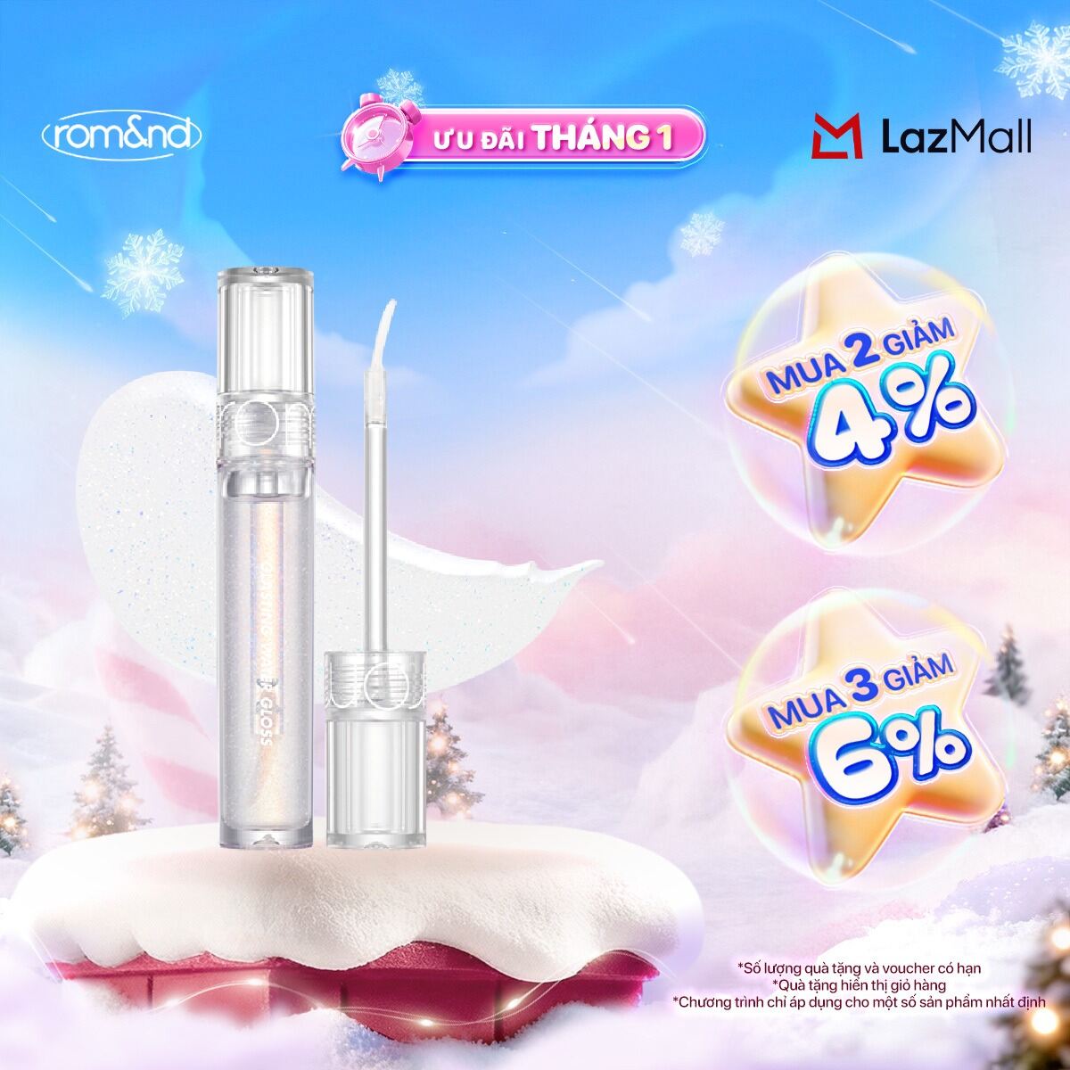   Rom&nd  Son tint bóng mịn mượt Hàn Quốc Romand Glasting Water Gloss 4.5g 