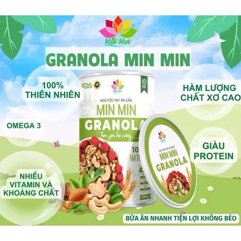 Ngũ cốc hạt ăn liền Granola Min Min (hộp 500g)