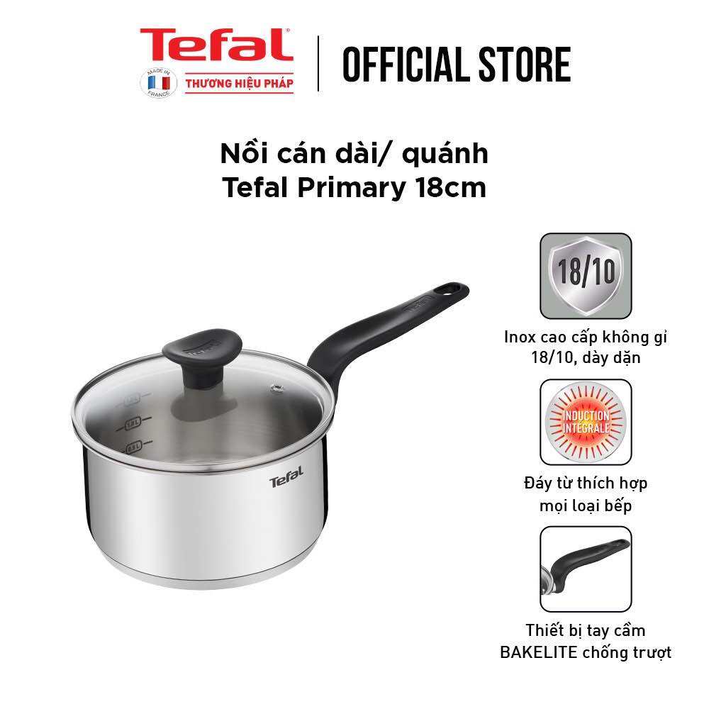 Nồi cán dài quánh inox 16cm/ 18cm Tefal Primary