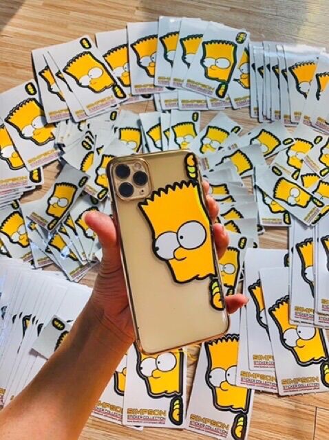 Sticker vàng lấp ló dán điện thoạt cute