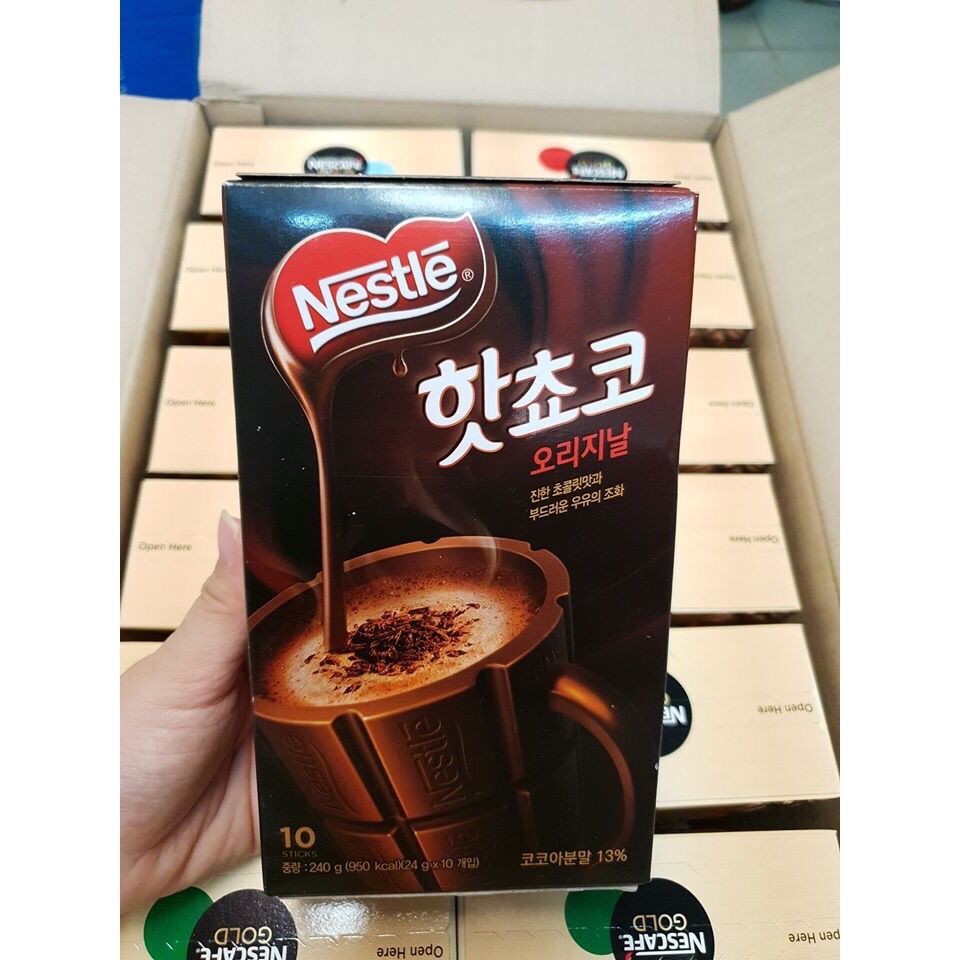 BỘT CACAO NESTLE HOT CHOCO (hộp 10 gói x24g) - nhập khẩu Hàn Quốc