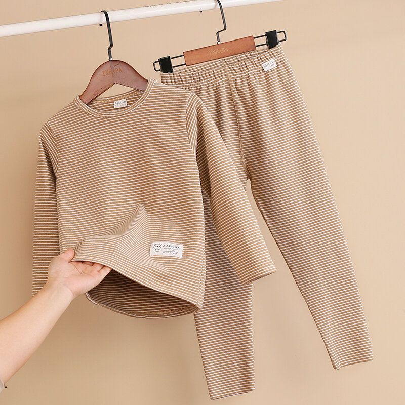 Bộ đồ ngủ trẻ em bộ quần áo mùa thu bộ quần áo bộ đồ áo lót nhung đức cho nam mặc trong trẻ em giữ ấm bé gái tỏa nhiệt thu đông