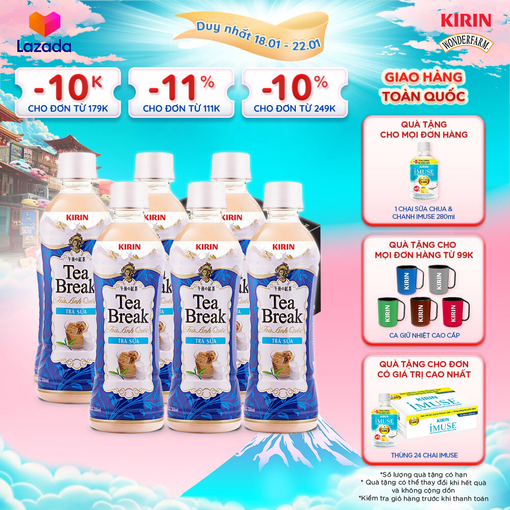   Duy nhất 25.02 - 28.02    Giao hàng toàn quốc  Lốc 6 - Trà Sữa Anh Quốc KIRIN Tea Break 345ml 