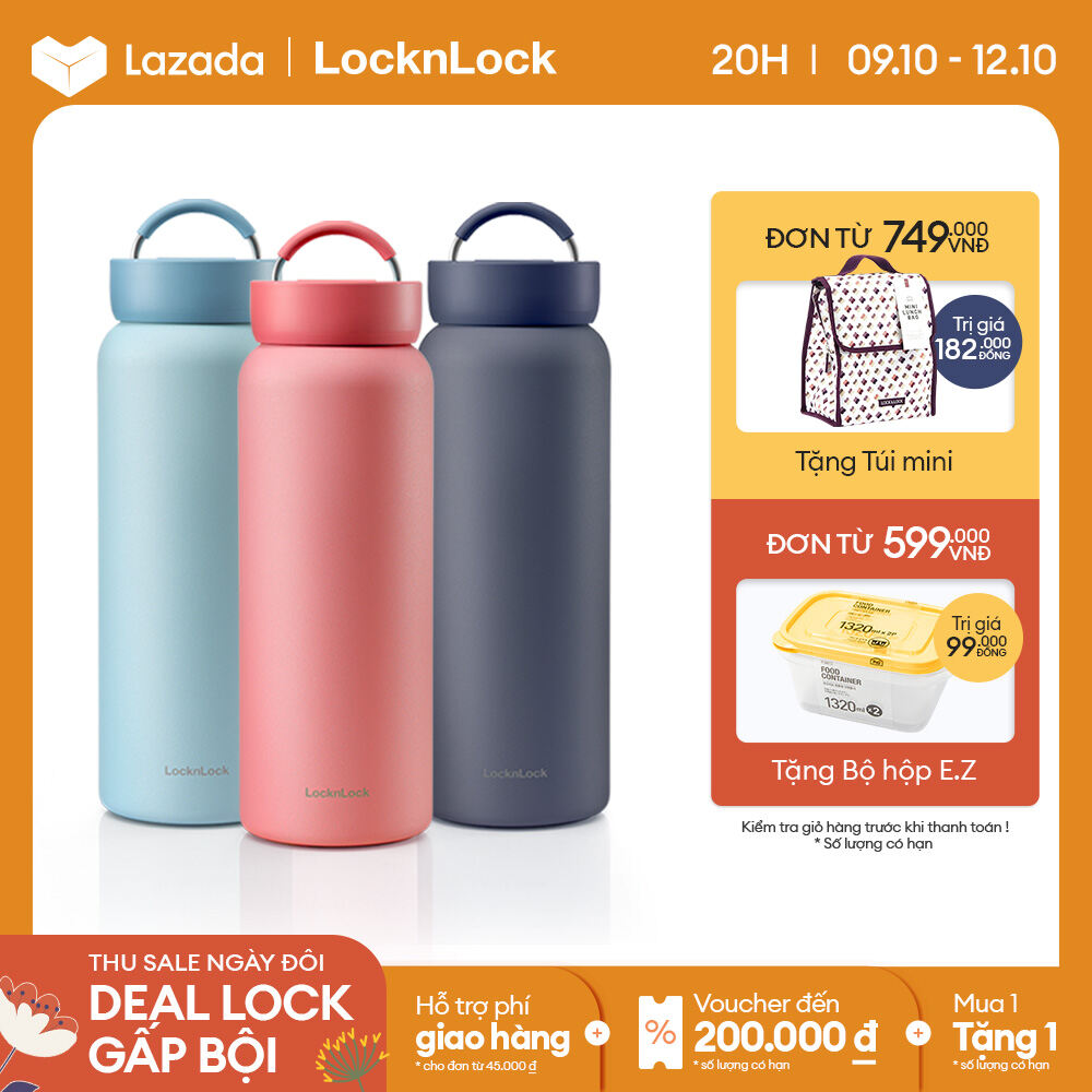 LHC4300 - Bình giữ nhiệt Lock&Lock Jumbo Tumbler 900ml - Có quai xách inox - Giữ nhiệt 24h - Dung tích lớn - Hàng chính hãng