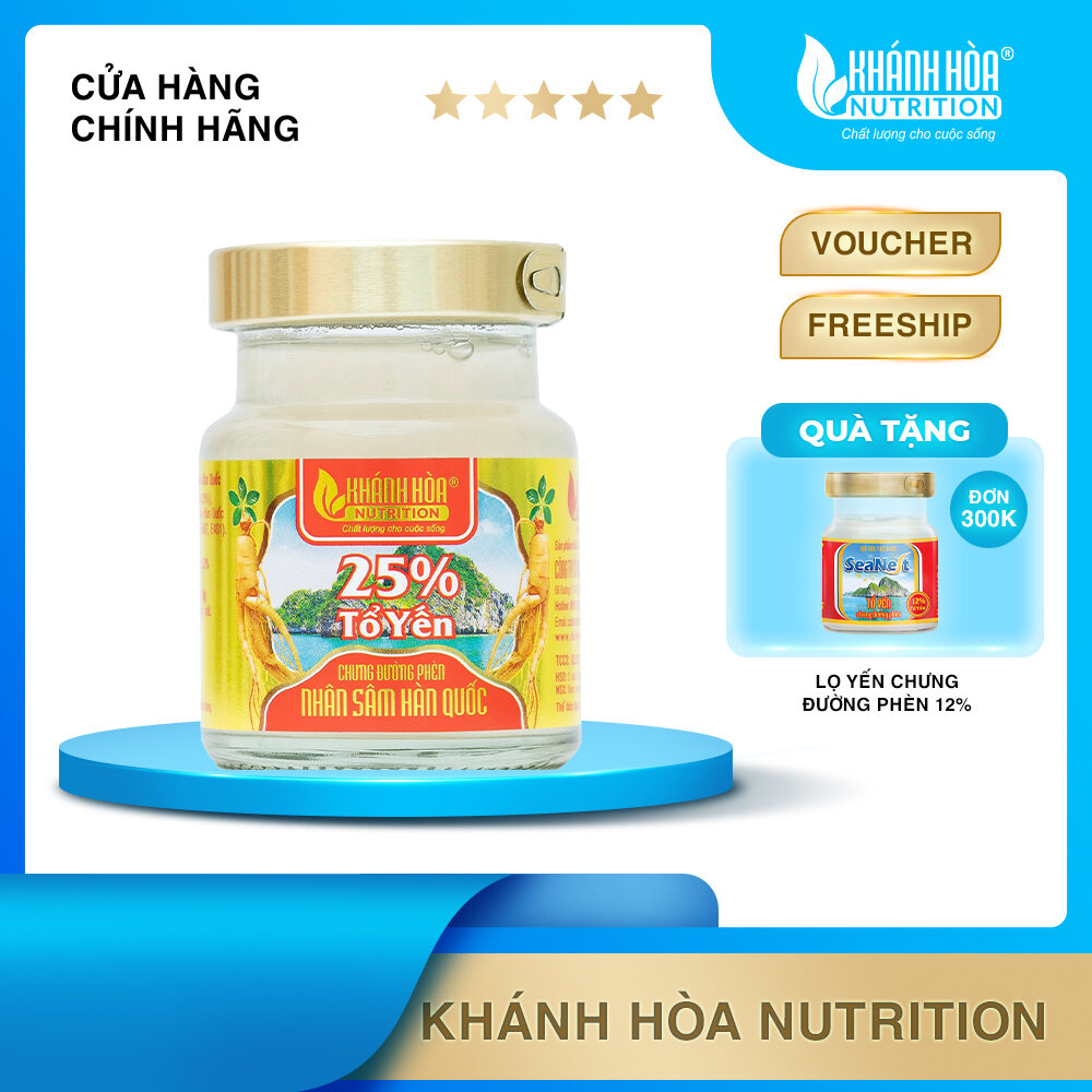 Nước Yến Sào 25% Tổ Yến Chưng Nhân Sâm Hàn Quốc - Khánh Hòa Nutrition - Lọ 70 ML