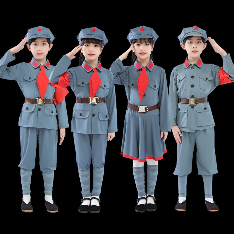 Trang Phục Biểu Diễn Tiểu Hồng Quân Trẻ Em Hồng Quân Trang Phục Hợp Xướng