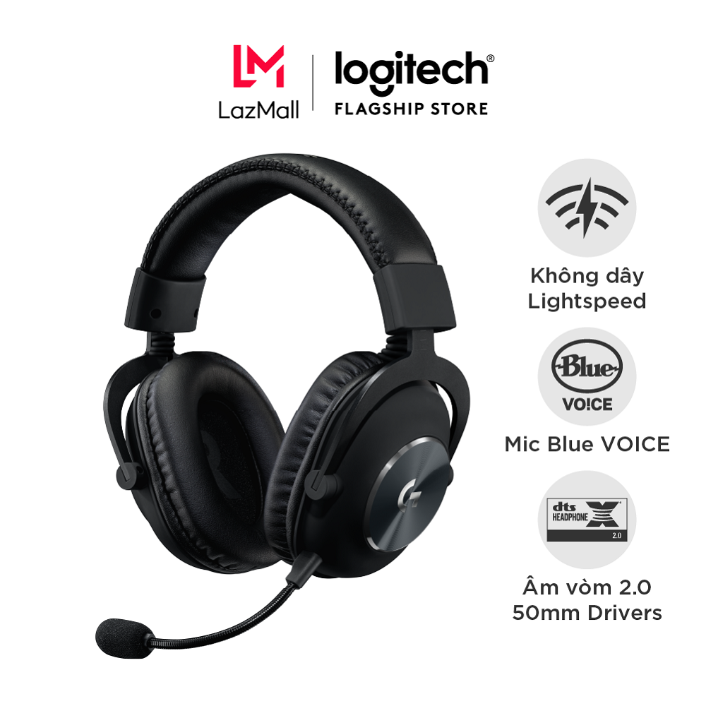 Tai nghe chơi game không dây PRO X 2 LIGHTSPEED - Âm thanh vòm DTS 2.0 màng loa Graphene 50 mm Cần m