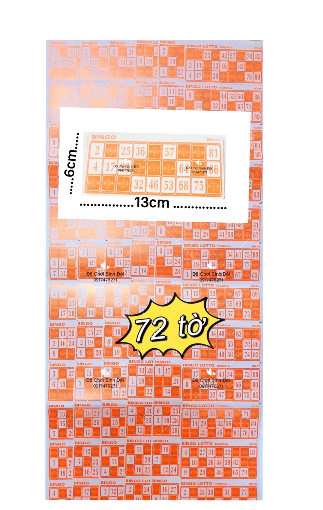 Phụ kiện lô tô quay - giấy dò 72 lá