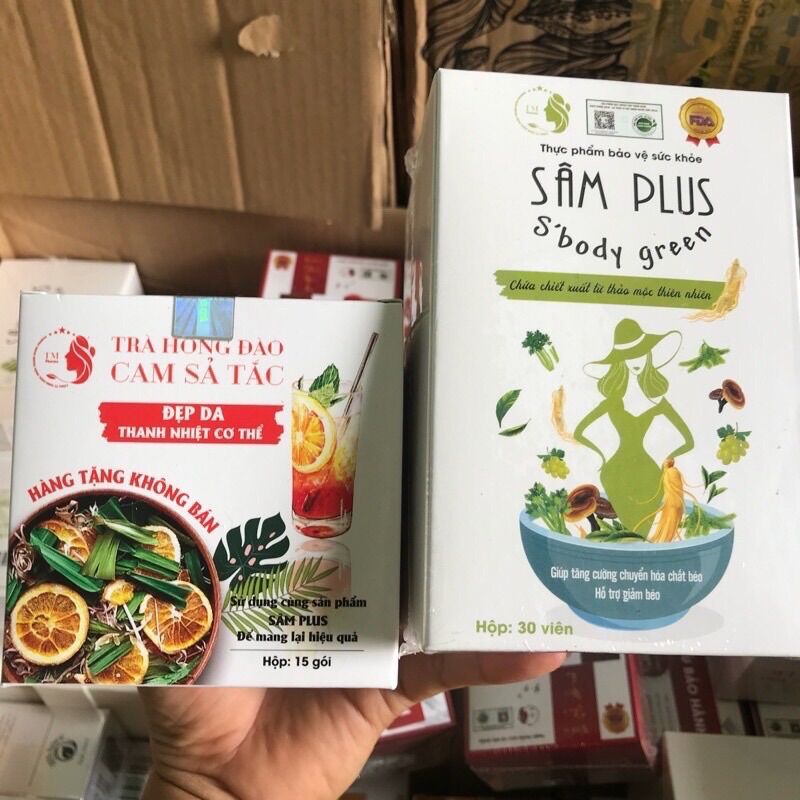 Kẹo giảm cân sâm plus sbody green + 15 gói trà detox