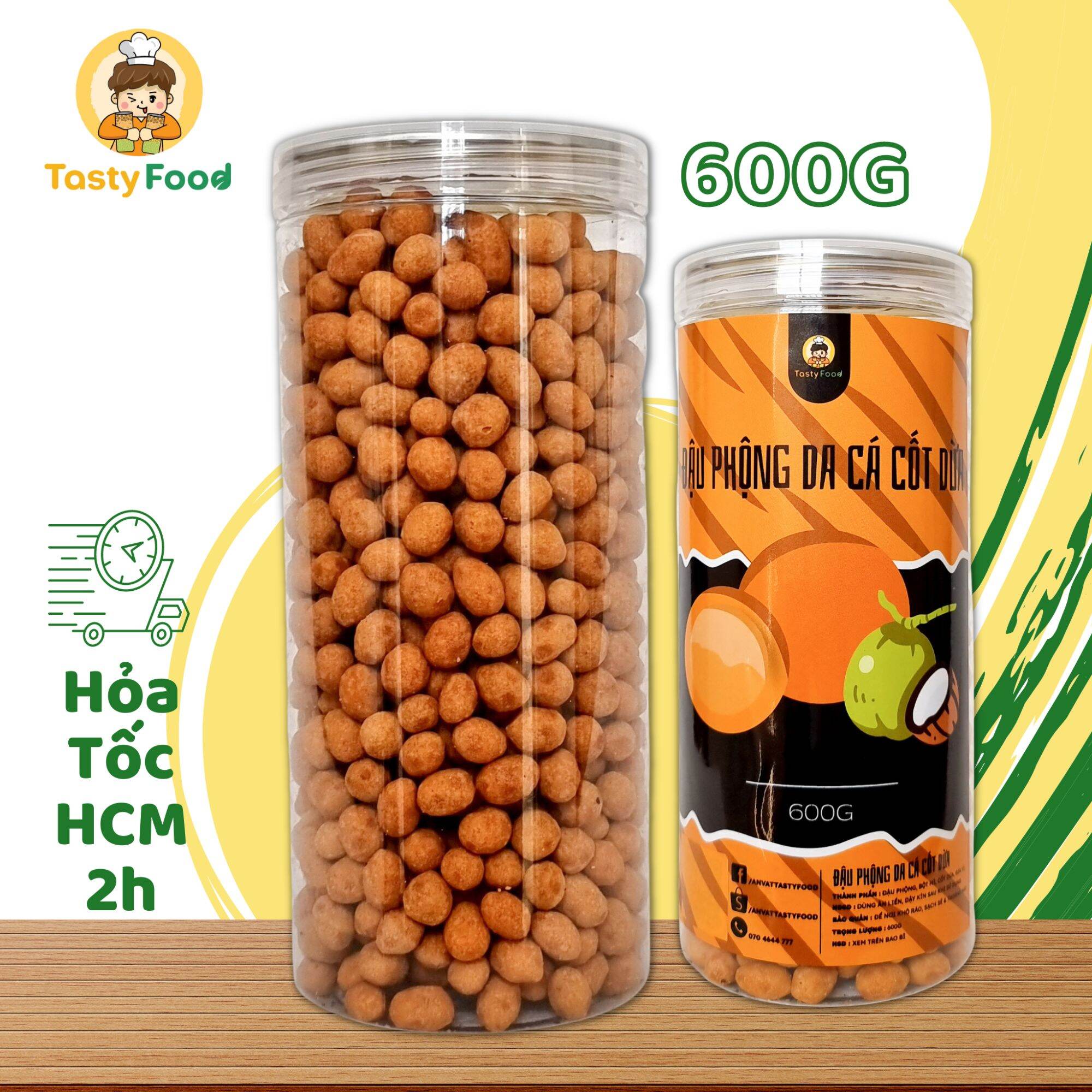 600G Đậu Phộng Da Cá Cốt Dừa Tasty Food | Hàng chất lượng thượng hạng
