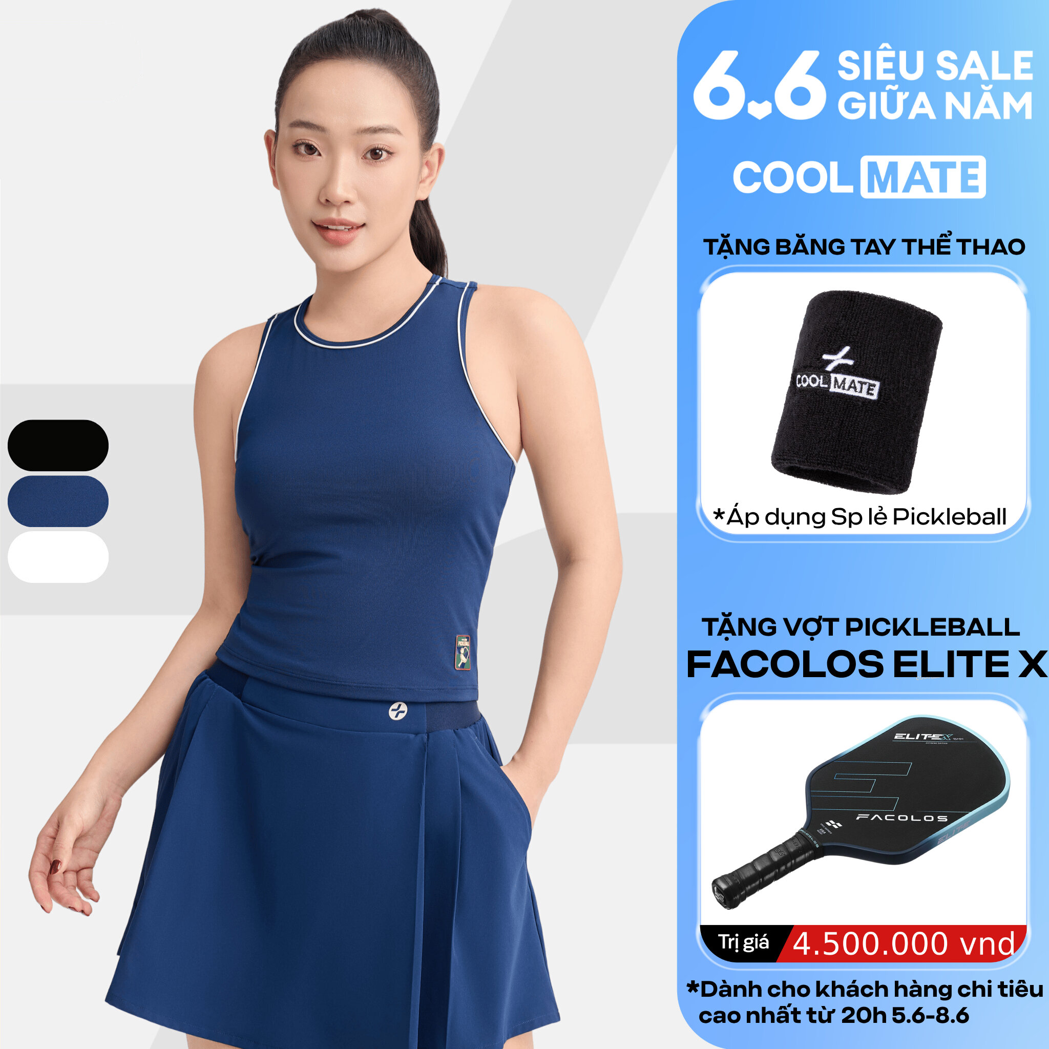[TẶNG BĂNG TAY]Áo thể thao Tanktop nữ Pickleball Driveshot Essentials (có đệm mút) thấm hút, nhanh khô, co giãn - Coolmate Women