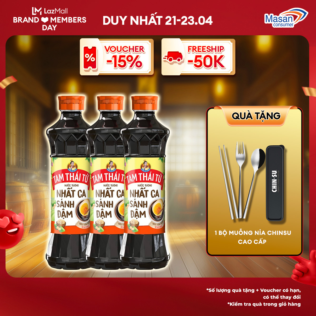 [15-17.4 Voucher 18% CHO ĐƠN TỪ 199k]Combo 3 Nước Tương Tam Thái Tử Nhất Ca Sánh Đậm 500Ml